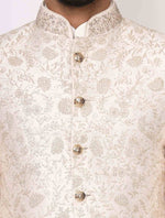 Light Gold Pure Raw Silk Dori Work Designer Sherwani Set