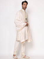 Ivory Pure Raw Silk Resham Work Designer Sherwani Set