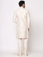 Ivory Pure Raw Silk Resham Work Designer Sherwani Set