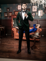 Green Cotton velvet Hand embroidered Tuxedos Suit