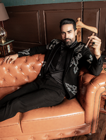 Black Hand Embroidered Italian Fabric Tuxedos Suit