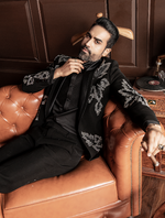 Black Hand Embroidered Italian Fabric Tuxedos Suit