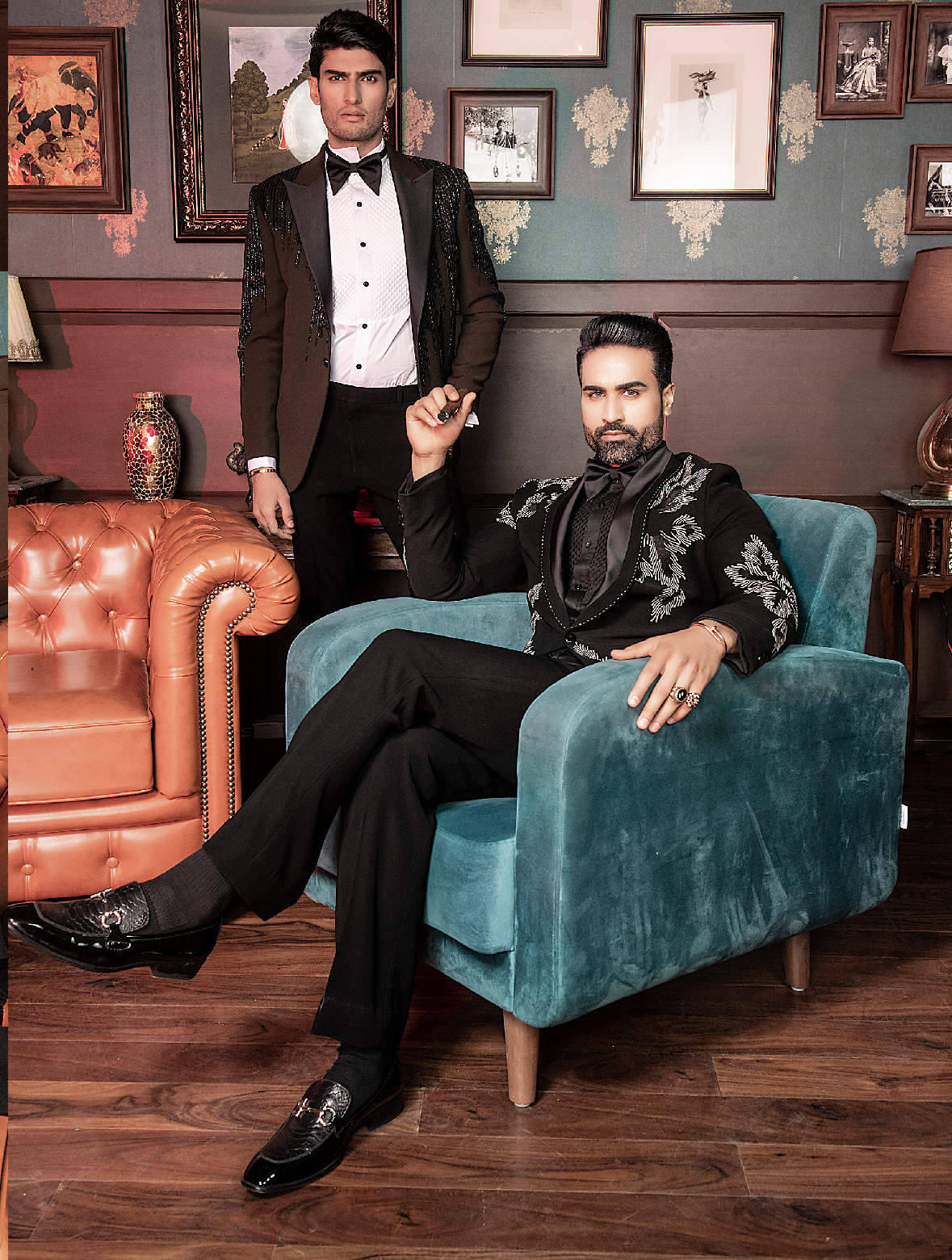 Black Hand Embroidered Italian Fabric Tuxedos Suit