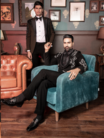 Black Hand Embroidered Italian Fabric Tuxedos Suit