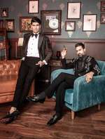 Black Hand Embroidered Italian Fabric Tuxedos Suit