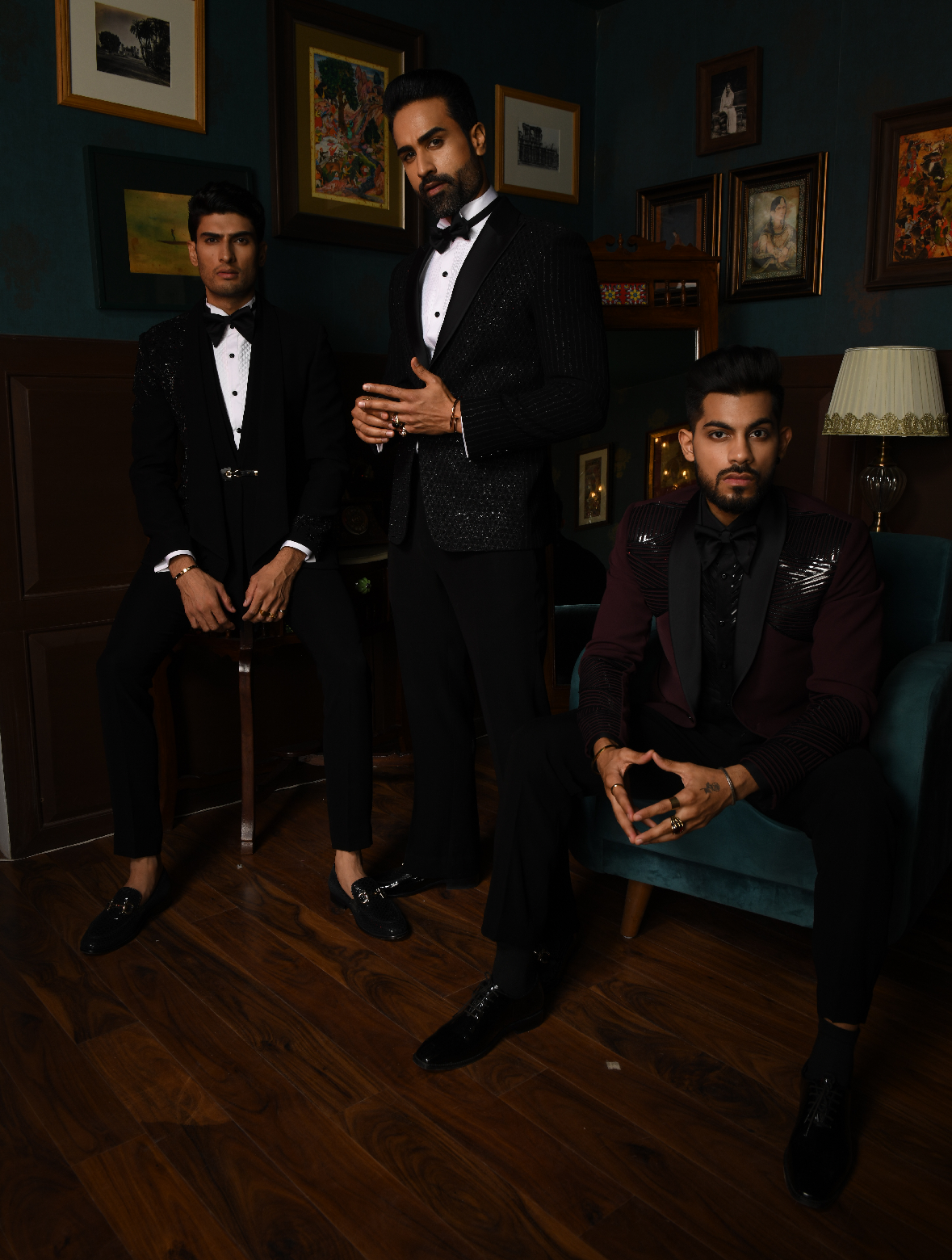 Wine Hand embroidered Italian Fabric Tuxedo Suit