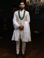 Ivory Pure Raw Silk Kiran Dori Work Designer Sherwani Set