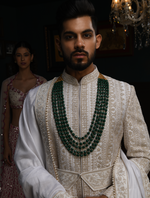 Ivory Pure Raw Silk Kiran Dori Work Designer Sherwani Set