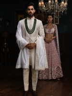 Ivory Pure Raw Silk Kiran Dori Work Designer Sherwani Set