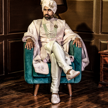 Light Pink pure Raw Silk yoke Design Hand Embroidered Designer Sherwani Set