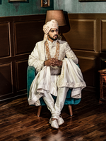 Ivory Pure Raw Silk Full Jaal Work Hand Embroidered Designer Sherwani Set