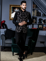 Black Hand Embroidered Italian Fabric Stylish Band Gala