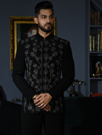 Black Hand Embroidered Italian Fabric Stylish Band Gala
