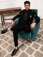 Black Hand Embroidered Italian Fabric Tuxedos Suit