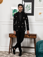 Black Hand Embroidered Italian Fabric Tuxedos Suit
