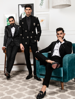 Black Hand Embroidered Italian Fabric Tuxedos Suit
